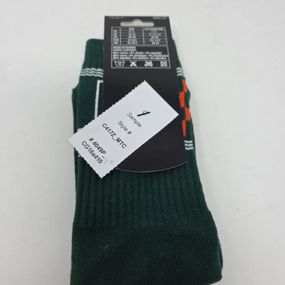 Adidas Miami Hurricanes NCAA Crew Socks Green Orange White Size 9-11 NWT 2013